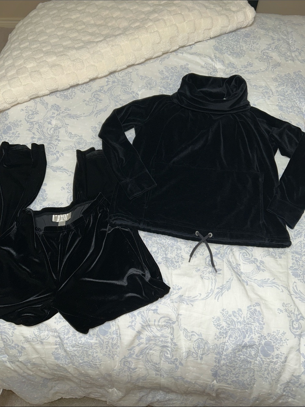 Athleta Black Velvet Lounge Set
